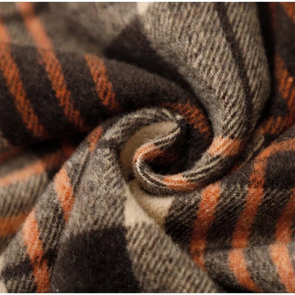 SOLD OUT Fall Autumn Brown Plaid Oversized Flannel Shacket Shirt Jacket - Picture 10 of 11